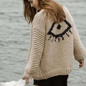 Jackson Rowe Beige Eye Pattern Cardigan